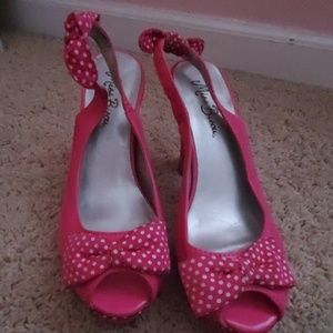 Pink polka dot heel sandals